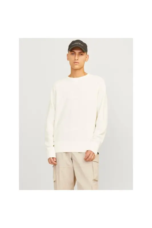 JCOMASON KNIT CREW NECK ERKEK KAZAK-Cloud Dancer - 2