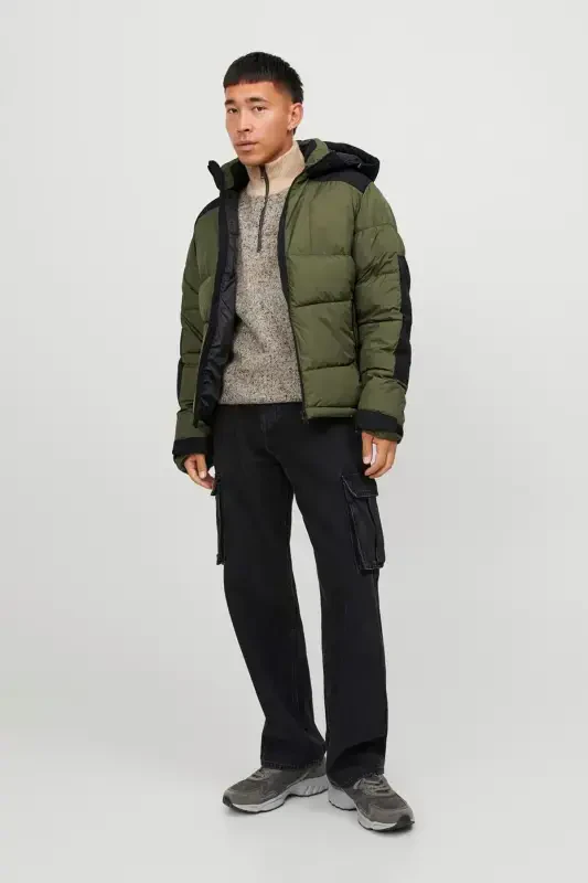 JCOOTIS PUFFER Erkak Shishme Mont 12239001-Olive Night - JACK & JONES