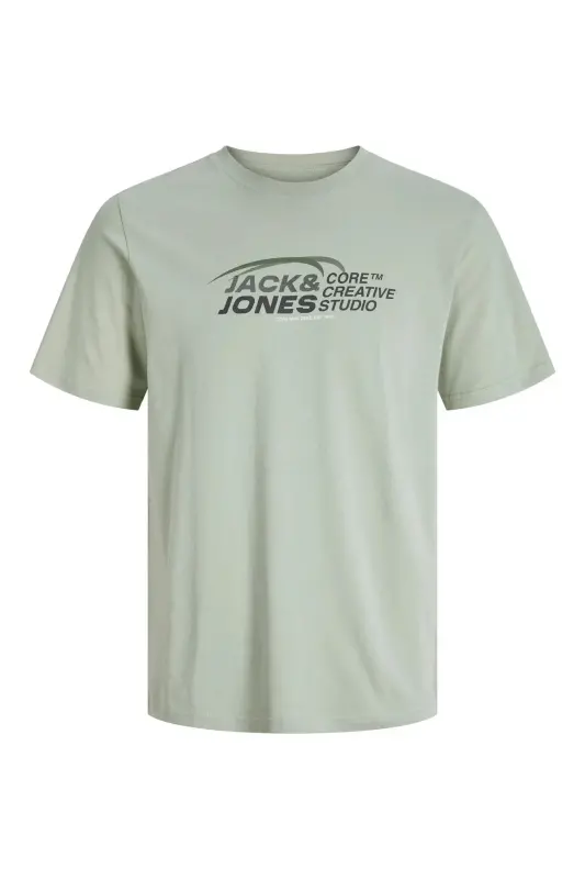 Jcotarmac Prınt Tee Ss Crew Neck Fst Açık Yeşil Erkek T-Shirt 12276408 - Aqua Gray - JACK & JONES