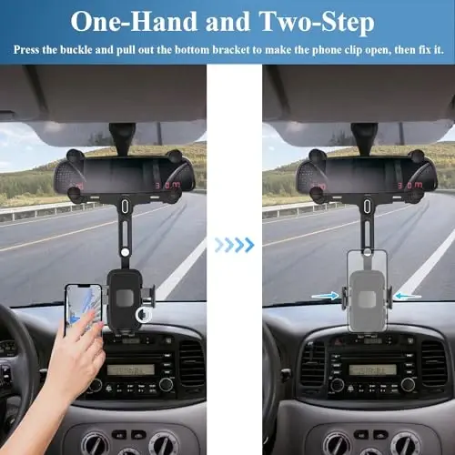 JDHDL Car Phone Holder Mount, Rear View Mirror Phone Holder, Rotatable and Retractable Phone Holders for Your Car Compatible with iPhone Samsung All 4-7 Inch Cell Phones - 4