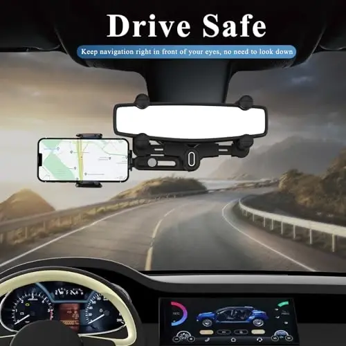 JDHDL Avtomobil uchun telefon o'rnatgichi, Orqa ko'zgu telefon ushlagichi, Aylanadigan va tortib olinadigan avtomobil telefon ushlagichi Orqa ko'zgu telefon ushlagichi iPhone Samsung mobil telefonlari bilan mos keladi (ko'k) - 6