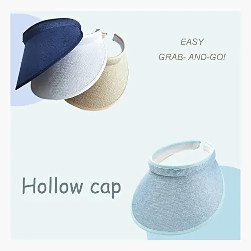 jecvxor Ayollar uchun mato bilan qoplangan slip-on visor, erkaklar uchun sozlanishi kepka sport quyosh visorlari - 2