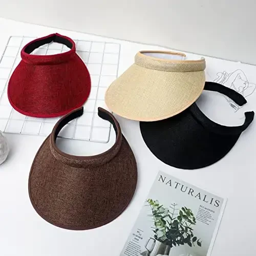 jecvxor Ayollar uchun mato bilan qoplangan slip-on visor, erkaklar uchun sozlanishi kepka sport quyosh visorlari - 3