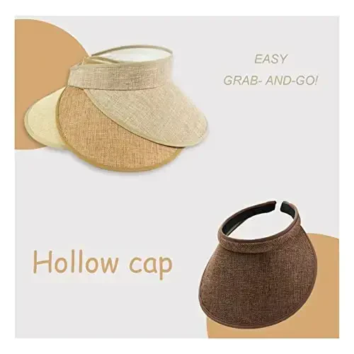 jecvxor Ayollar uchun mato bilan qoplangan slip-on visor, erkaklar uchun sozlanishi kepka sport quyoshdan himoya visorlari - 3