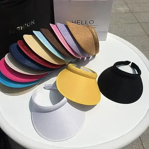 jecvxor Ayollar uchun mato bilan qoplangan slip-on visor, erkaklar uchun sozlanishi kepka sport quyoshdan himoya visorlari - 5