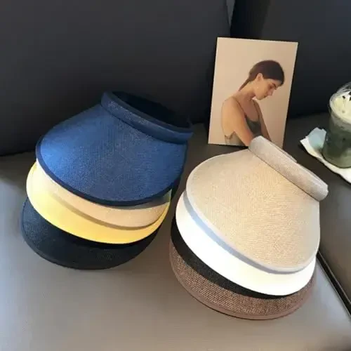 jecvxor Ayollar uchun mato bilan qoplangan slip-on visor, erkaklar uchun sozlanishi kepka sport quyoshdan himoya visorlari - 5