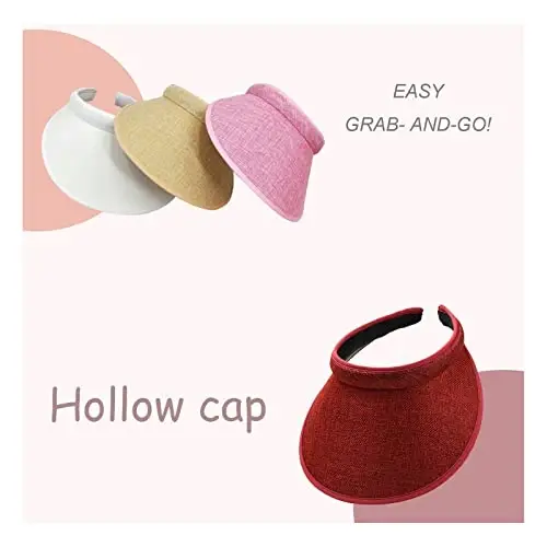 jecvxor Ayollar uchun mato bilan qoplangan slip-on visor, erkaklar uchun sozlanishi kepka sport quyoshdan himoya vizorlari - 2