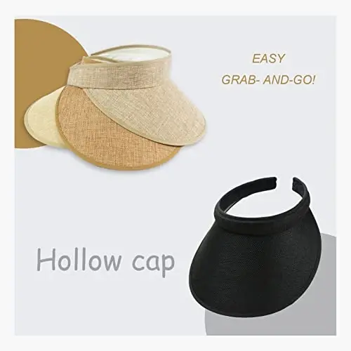 jecvxor Ayollar uchun mato bilan qoplangan slip-on visor, erkaklar uchun sozlanishi kepkali sport quyosh visorlari - 5