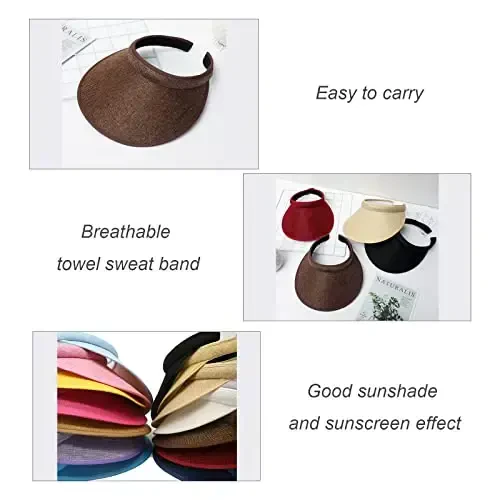 jecvxor Cloth Covered Slip-On Visor for Women, Adjustable Cap Sports Sun Visors for Men - 5