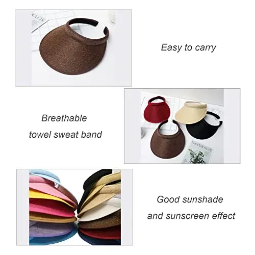 jecvxor Cloth Covered Slip-On Visor for Women, Adjustable Cap Sports Sun Visors for Men - 11