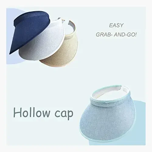 jecvxor Cloth Covered Slip-On Visor for Women, Adjustable Cap Sports Sun Visors for Men - 2