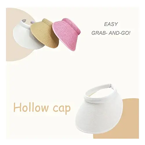 jecvxor Cloth Covered Slip-On Visor for Women, Adjustable Cap Sports Sun Visors for Men - 3