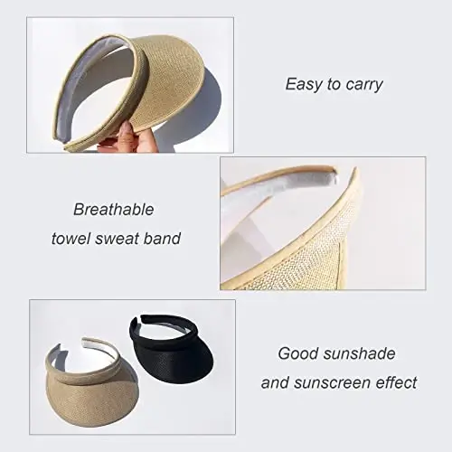 jecvxor Cloth Covered Slip-On Visor for Women, Adjustable Cap Sports Sun Visors for Men - 5