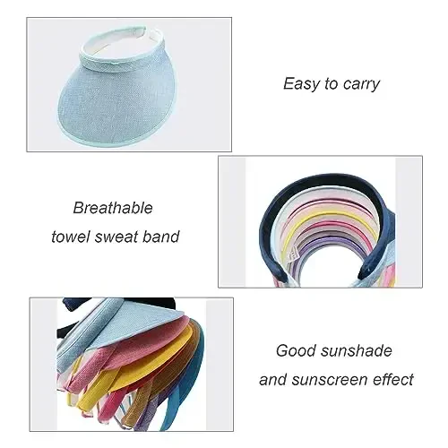 jecvxor Cloth Covered Slip-On Visor for Women, Adjustable Cap Sports Sun Visors for Men - 4