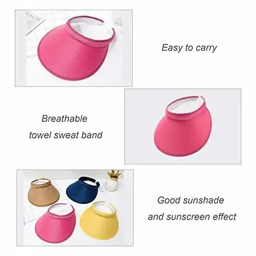 jecvxor Cloth Covered Slip-On Visor for Women, Adjustable Cap Sports Sun Visors for Men - 4