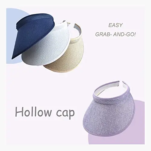 jecvxor Cloth Covered Slip-On Visor for Women, Adjustable Cap Sports Sun Visors for Men - 9