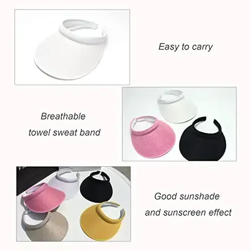 jecvxor Cloth Covered Slip-On Visor for Women, Adjustable Cap Sports Sun Visors for Men - 6