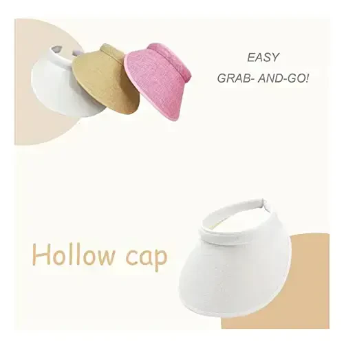 jecvxor Cloth Covered Slip-On Visor for Women, Adjustable Cap Sports Sun Visors for Men - 7