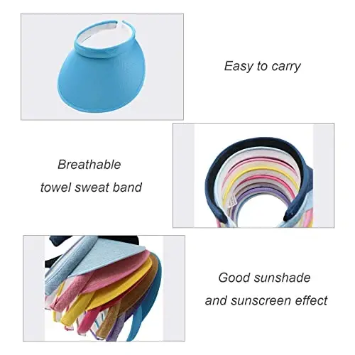 jecvxor Cloth Covered Slip-On Visor for Women, Adjustable Cap Sports Sun Visors for Men - 3