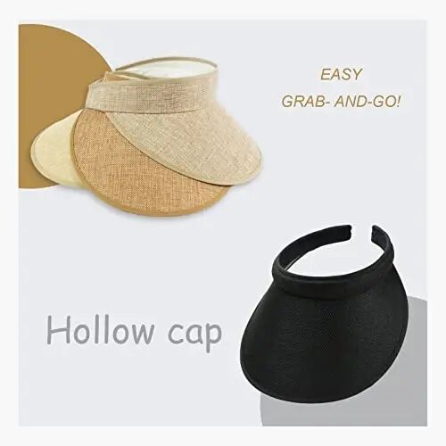 jecvxor Kadınlar için Kumaş Kaplı Geçmeli Siperlik, Erkekler için Ayarlanabilir Şapka Spor Güneşlikler - 2