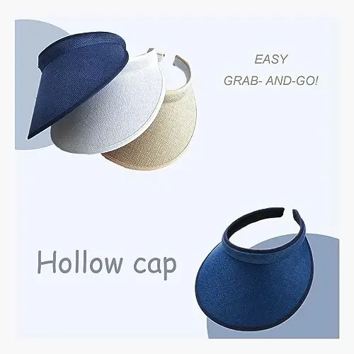 jecvxor Cloth Covered Slip-On Visor for Women, Adjustable Cap Sports Sun Visors for Men - 3