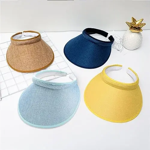 jecvxor Cloth Covered Slip-On Visor for Women, Adjustable Cap Sports Sun Visors for Men - 4