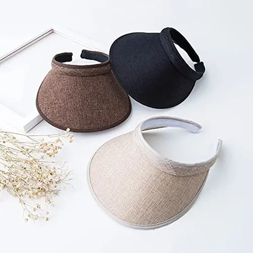 jecvxor Cloth Covered Slip-On Visor for Women, Adjustable Cap Sports Sun Visors for Men - 3