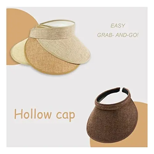 jecvxor Cloth Covered Slip-On Visor for Women, Adjustable Cap Sports Sun Visors for Men - 6