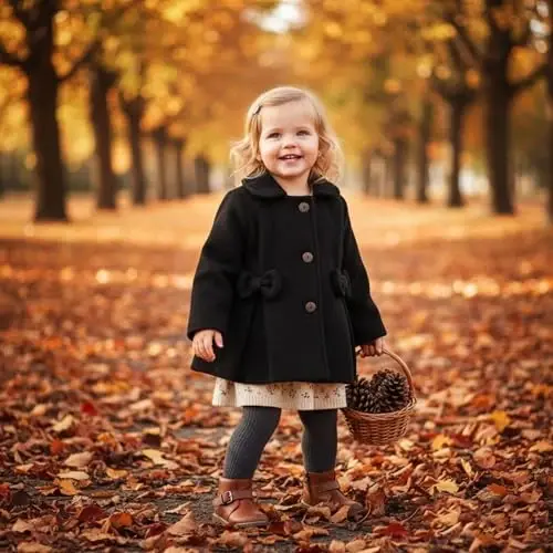 JEELLIGULAR Toddler Baby Girl Coats Kids Cloak Button Warm Thick Jacket Clothes Baby Fall Winter Outwear Clothes Set - 6