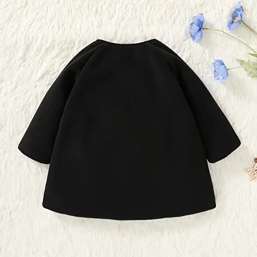 JEELLIGULAR Toddler Baby Girl Coats Kids Cloak Button Warm Thick Jacket Clothes Baby Fall Winter Outwear Clothes Set - 3