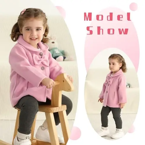 JEELLIGULAR Toddler Baby Girl Coats Kids Cloak Button Warm Thick Jacket Clothes Baby Fall Winter Outwear Clothes Set - 3