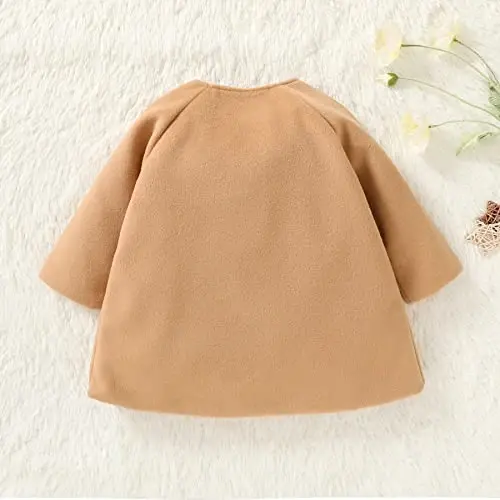 JEELLIGULAR Toddler Baby Girl Coats Kids Cloak Button Warm Thick Jacket Clothes Baby Fall Winter Outwear Clothes Set - 3