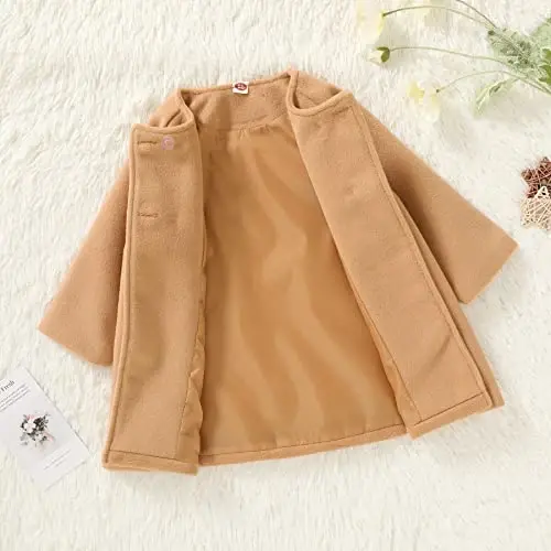 JEELLIGULAR Toddler Baby Girl Coats Kids Cloak Button Warm Thick Jacket Clothes Baby Fall Winter Outwear Clothes Set - 7