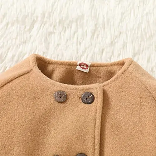 JEELLIGULAR Toddler Baby Girl Coats Kids Cloak Button Warm Thick Jacket Clothes Baby Fall Winter Outwear Clothes Set - 4