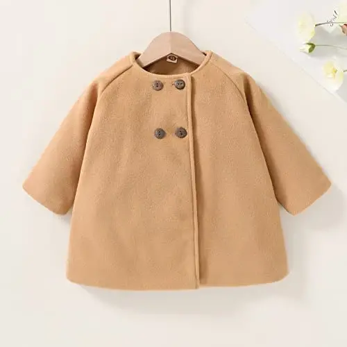 JEELLIGULAR Toddler Baby Girl Coats Kids Cloak Button Warm Thick Jacket Clothes Baby Fall Winter Outwear Clothes Set - 2