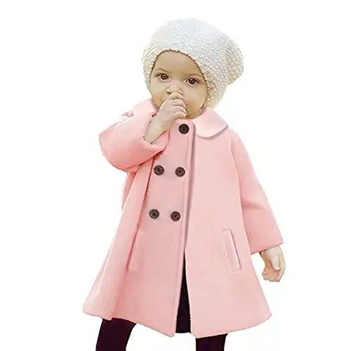 JEELLIGULAR Toddler Baby Girl Coats Kids Cloak Button Warm Thick Jacket Clothes Baby Fall Winter Outwear Clothes Set - 1