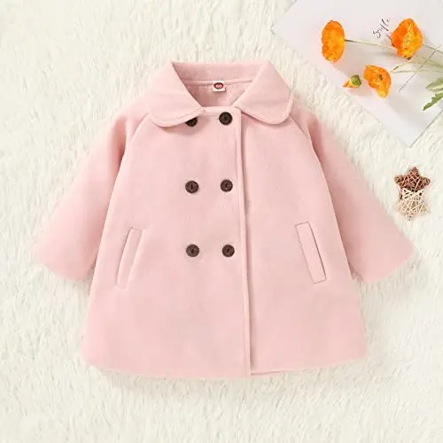 JEELLIGULAR Toddler Baby Girl Coats Kids Cloak Button Warm Thick Jacket Clothes Baby Fall Winter Outwear Clothes Set - 7