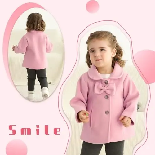 JEELLIGULAR Toddler Baby Girl Coats Kids Cloak Button Warm Thick Jacket Clothes Baby Fall Winter Outwear Clothes Set - 2