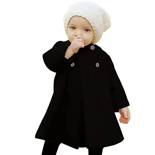 JEELLIGULAR Toddler Baby Girl Coats Kids Cloak Button Warm Thick Jacket Clothes Baby Fall Winter Outwear Clothes Set 