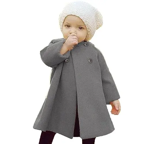 JEELLIGULAR Toddler Baby Girl Coats Kids Cloak Button Warm Thick Jacket Clothes Baby Fall Winter Outwear Clothes Set - 1