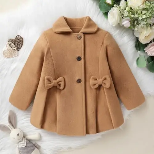 JEELLIGULAR Toddler Baby Girl Coats Kids Cloak Button Warm Thick Jacket Clothes Baby Fall Winter Outwear Clothes Set - 2