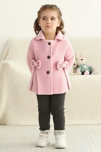 JEELLIGULAR Toddler Baby Girl Coats Kids Cloak Button Warm Thick Jacket Clothes Baby Fall Winter Outwear Clothes Set - 2