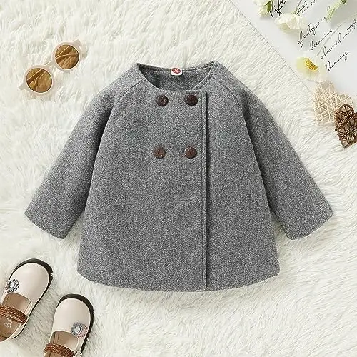 JEELLIGULAR Toddler Baby Girl Coats Kids Cloak Button Warm Thick Jacket Clothes Baby Fall Winter Outwear Clothes Set - 2