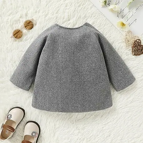 JEELLIGULAR Toddler Baby Girl Coats Kids Cloak Button Warm Thick Jacket Clothes Baby Fall Winter Outwear Clothes Set - 3