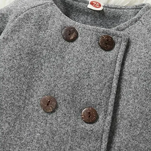 JEELLIGULAR Toddler Baby Girl Coats Kids Cloak Button Warm Thick Jacket Clothes Baby Fall Winter Outwear Clothes Set - 4