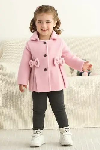 JEELLIGULAR Toddler Baby Girl Coats Kids Cloak Button Warm Thick Jacket Clothes Baby Fall Winter Outwear Clothes Set - 3