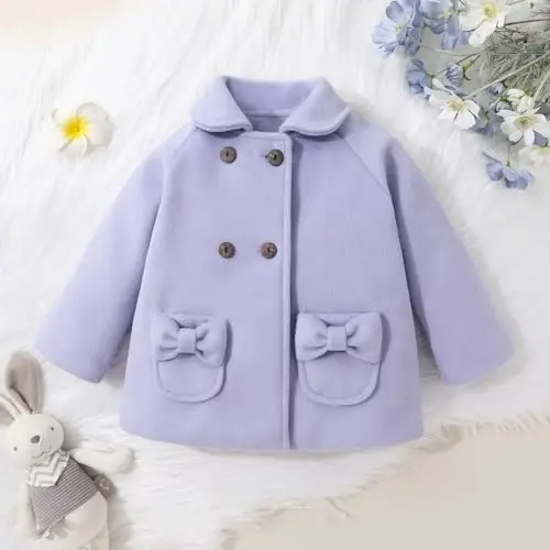 JEELLIGULAR Toddler Baby Girl Coats Kids Cloak Button Warm Thick Jacket Clothes Baby Fall Winter Outwear Clothes Set - 2