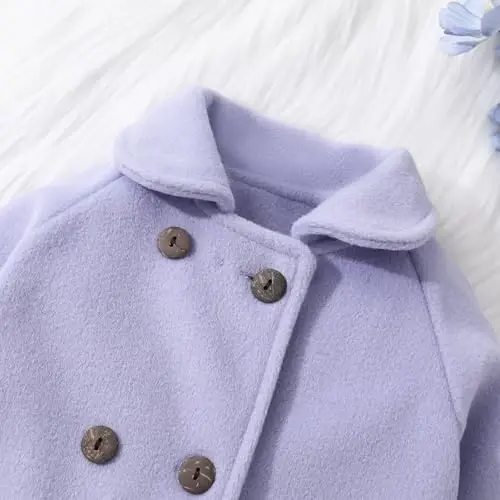 JEELLIGULAR Toddler Baby Girl Coats Kids Cloak Button Warm Thick Jacket Clothes Baby Fall Winter Outwear Clothes Set - 4