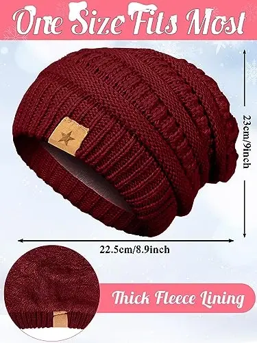 Jeere 4 Pcs Women Winter Glove and Hat Set Winter Hat Touchscreen Gloves Warm Knitted Beanie and Mittens for Women - 2
