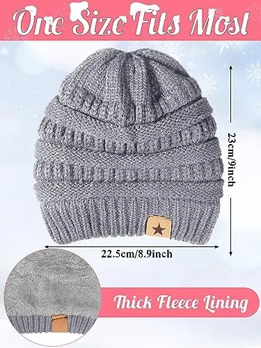 Jeere 4 Pcs Women Winter Glove and Hat Set Winter Hat Touchscreen Gloves Warm Knitted Beanie and Mittens for Women - 2